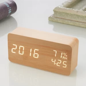 led digital wood clock